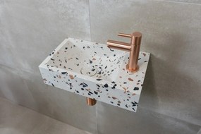 Saniclear Terrazzo fonteinset met rechte kraan in geborsteld koper