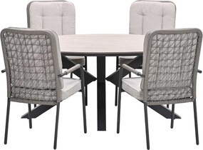 Garden Impressions Aleria tuinset 5-delig taupe - Tulli tuintafel 180x115 cm - light teak vironwood