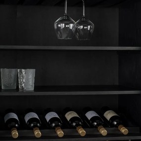 Zuiver Travis Wandkast Met Wijnrek Zwart - 88.5x46.5x180.5cm.