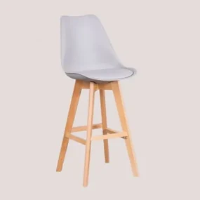 Nordic Hoge Kruk Met Kunstleren Kussen Grijs – Koel & ↑75 Cm - Sklum
