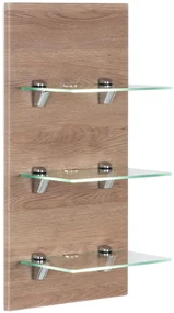 Saniclear Viva open kast met glazen planken en led verlichting 68cm licht eiken