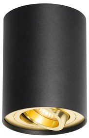 Plafondspot zwart met goud draai- en kantelbaar - Rondoo up