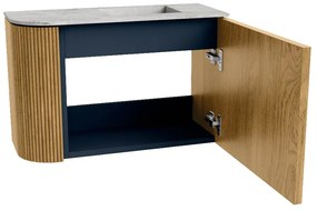 Mondiaz Joya DLux 60cm toiletmeubel ronding links oak met wastafel faye rechts zonder kraangat glace