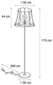 Retro vloerlamp messing met Granny frame zwart 45 cm - Kaso Retro Minimalistisch E27 Draadlamp rond Binnenverlichting Lamp