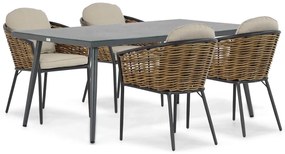 Tuinset 4 personen 180 cm Aluminium/wicker Grijs Lifestyle Garden Furniture Nice/Sophia