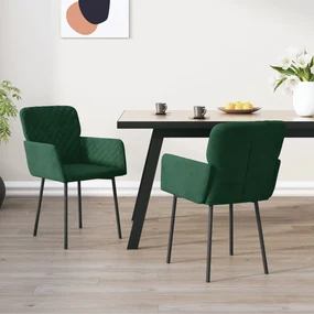 vidaXL Eetkamerstoelen 2 st fluweel donkergroen