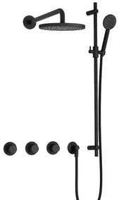 Hotbath Cobber IBS70 inbouwdouche met ronde handdouche en glijstang zwart mat