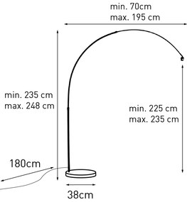 Moderne booglamp zwart met wit verstelbaar zonder kap - XXL