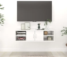 vidaXL Wandschap 102x30x29 cm spaanplaat hoogglans wit