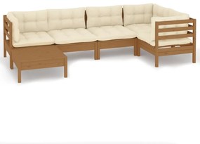 vidaXL 6-delige Loungeset met kussens grenenhout honingbruin