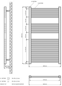 Eastbrook Tuscan Square multirail handdoekradiator 60x120 491W chroom