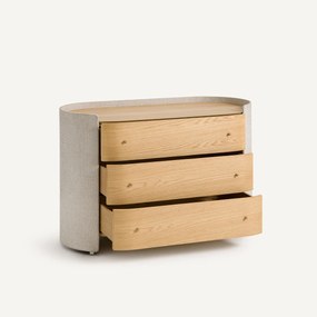 Ladekast met 3 lades, eikenfineer en stof, Firmo