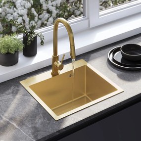 Stalen spoelbak Leo 50 BRUSH GOLD