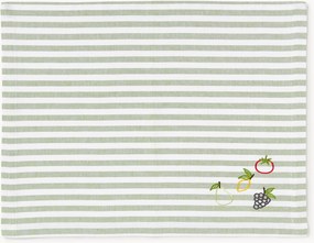 Gestreepte placemats Melony met geborduurde motieven, 2-delig