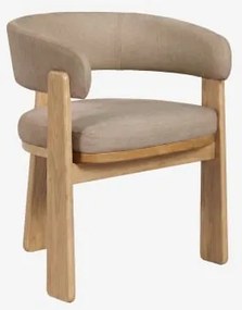 Carbalis Gestoffeerde Eetkamerstoel Met Armleuningen En Eikenhouten Frame Eikenhout & Chenille Mokkabruin - Sklum