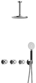 Hotbath Cobber IBSW70 Regendoucheset inbouw - 15cm plafondarm - 20cm ronde hoofddouche - 3 standen handdouche - chroom IBSW70CR12