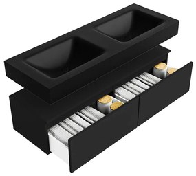 Zaro Alan badmeubel 130cm urban 2 lades met vrijhangende wastafel cloud dubbel zonder kraangat urban