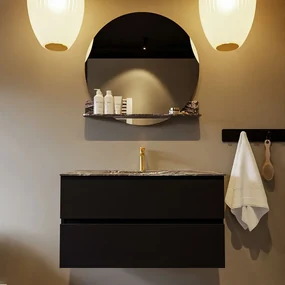 Mondiaz Vica DLux badmeubel 90cm urban 2 lades met wastafel lava midden 1 kraangat