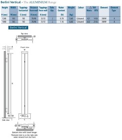 Eastbrook Berlini verticale aluminium radiator 180x18,5cm Antraciet 632 watt