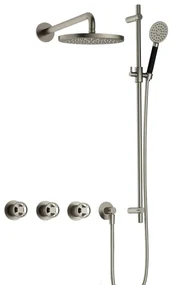 Hotbath Cobber IBSW70 Regendoucheset inbouw - 38.5cm wandarm - 20cm ronde hoofddouche - 3 standen handdouche - glijstang - Geborsteld nikkel IBSW70GN17