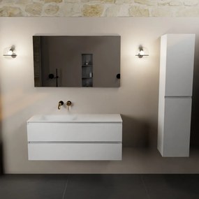 Mondiaz Aivy badmeubel 120cm talc met wastafel solid surface talc links zonder kraangat