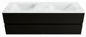 Mondiaz Vica DLux badmeubel 150cm urban 4 lades met wastafel opalo dubbel 2 kraangaten