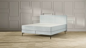 Emma Signature Boxspring Bed 140x200 - Mint - Effen Hoofdbord - Zwart metaal Pootjes