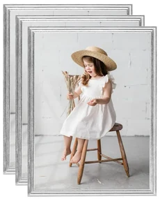 vidaXL Fotolijsten 3 st voor wand of tafel 50x60 cm MDF zilverkleurig
