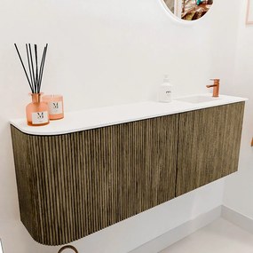 Mondiaz Joya 110cm toiletmeubel ronding links dusk met wastafel faye rechts 1 kraangat talc
