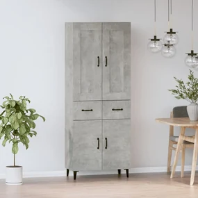 vidaXL Hoge kast bewerkt hout betongrijs