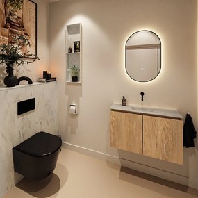 Mondiaz Ture DLux toiletmeubel 80cm washed oak met wastafel opalo midden zonder kraangat