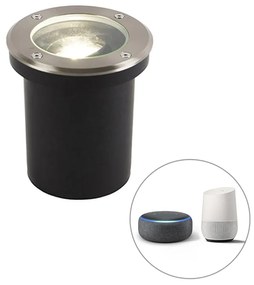 Smart buiten grondspot RVS incl. WiFi GU10 IP65 - Delux Modern GU10 IP65 Buitenverlichting