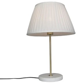 Retro tafellamp messing met Plisse kap crème 35 cm - Kaso Retro E27 rond Binnenverlichting Lamp