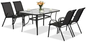 Modena metalen tuinmeubel voor 4 personen met kleine tafel Garden Point zwart