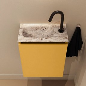 Mondiaz Ture DLux toiletmeubel 40cm ocher met wastafel glace links met kraangat