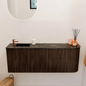 Mondiaz Joya DLux 110cm toiletmeubel ronding rechts walnut met wastafel faye links 1 kraangat lava
