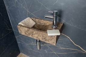 Saniclear Dark Emperador fonteinset met rechte kraan in chroom