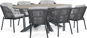 Tuinset 6 personen 220 cm Rope Grijs Lifestyle Garden Furniture Monaco/Matara