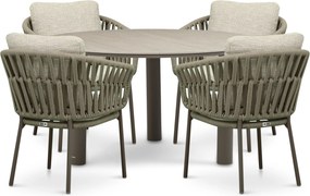 Tuinset Ronde Tuintafel 4 personen 140 cm Rope Zand/Beige Coco Viento/Trino