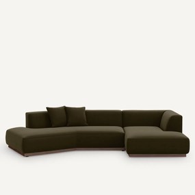 Rechter open hoekbank in fluweel, Jacopo