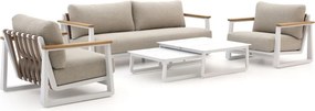 Stoel-bank loungeset Bellagio  | 5 personen | Loungeset Wit | Aluminium | Kees Smit Tuinmeubelen