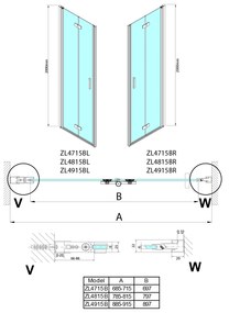 Polysan Zoom Line Black vouwdeur links 80x200cm zwart