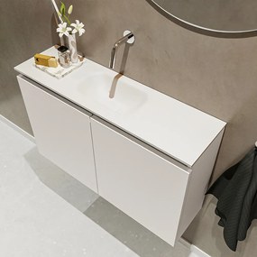 Mondiaz Ture 80cm toiletmeubel linen met wastafel talc midden geen kraangat