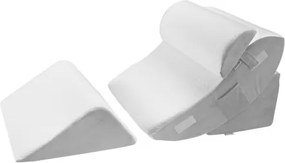 VEVOR orthopedisch wigkussen voor in bed, 4-delig, ondersteuning voor benen, nek en schouders, kussen voor na een operatie tegen rugpijn, brandend maagzuur, verlichting van snurken, rechtop zitten in bed, wit/grijs