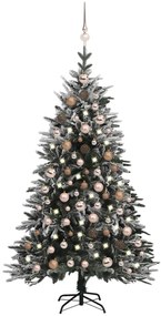 vidaXL Kunstkerstboom met LED's, kerstballen en sneeuw 180 cm PVC PE