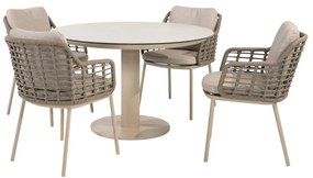 Taste by 4 Seasons Puglia tuinset latte met Sarah tafel 120 cm Tuinset   taupe weerbestendig
