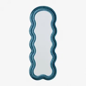Wandspiegel 60x160 Cm Gestoffeerd Evelyn Fluwelen Blauw – Intens Turquoise - Sklum