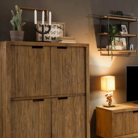 Wandrek Van Hout En Metaal 60x60 Cm - 60x22x60cm.