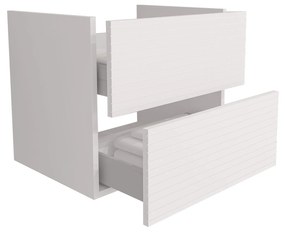 Sanigoods Maisy badmeubel ribbelfront 60cm wit met solid surface wastafel met kraangat wit mat