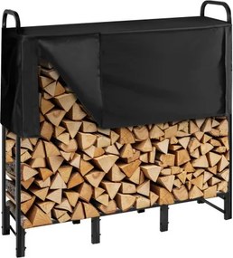 VEVOR Metalen haardhoutrek, 122x32x118 cm, haardhoutrek, haardhoutberging van vierkante buis, max. draagvermogen 181 kg, haardhoutrek, haardhoutopslag, stapelhulp voor veranda's, terrassen en tuinen